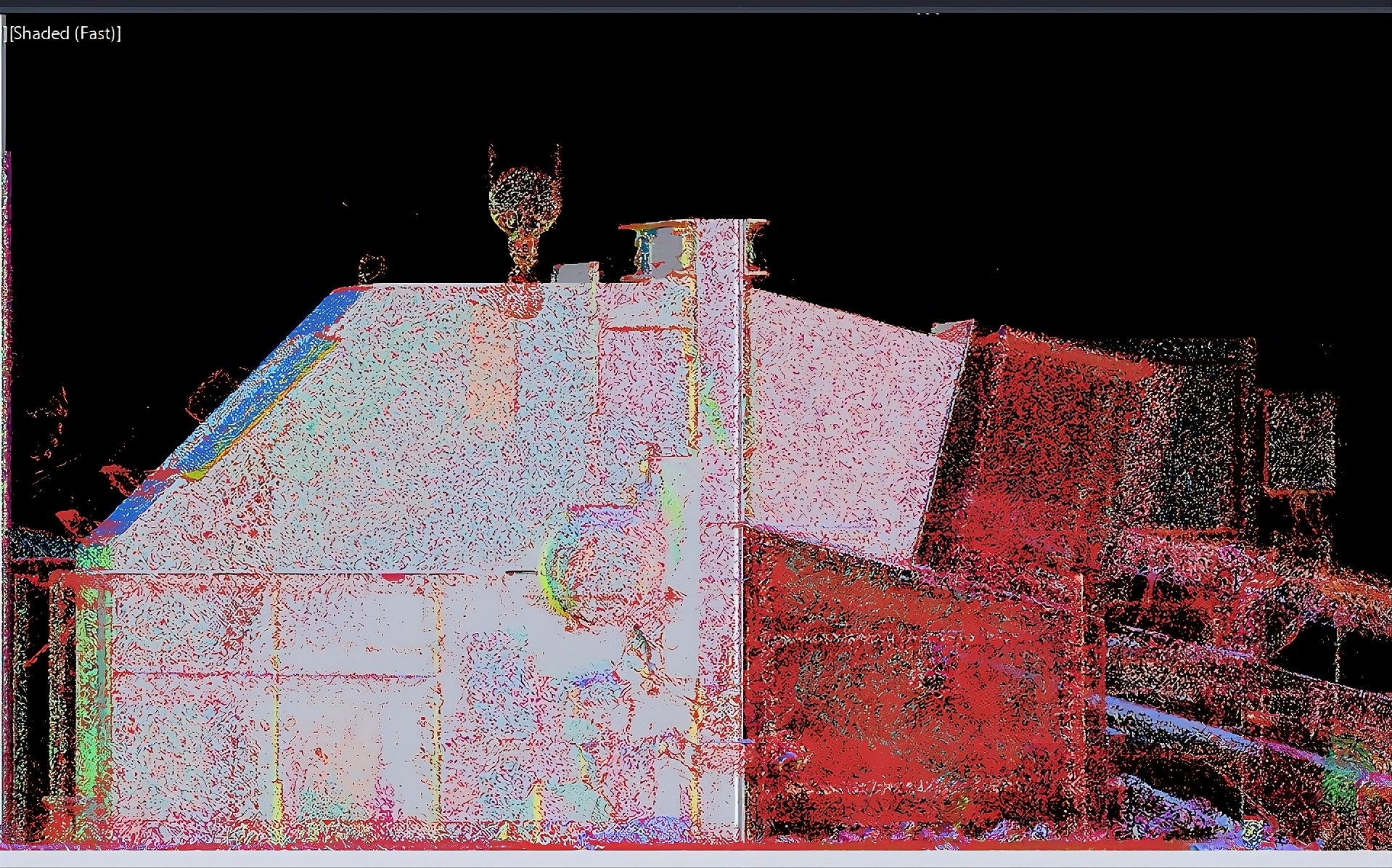 Full chute point cloud — shaded view